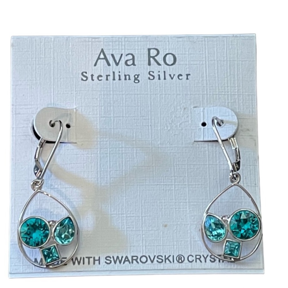 NWT Sterling Silver made with Swarovski crystal earrings